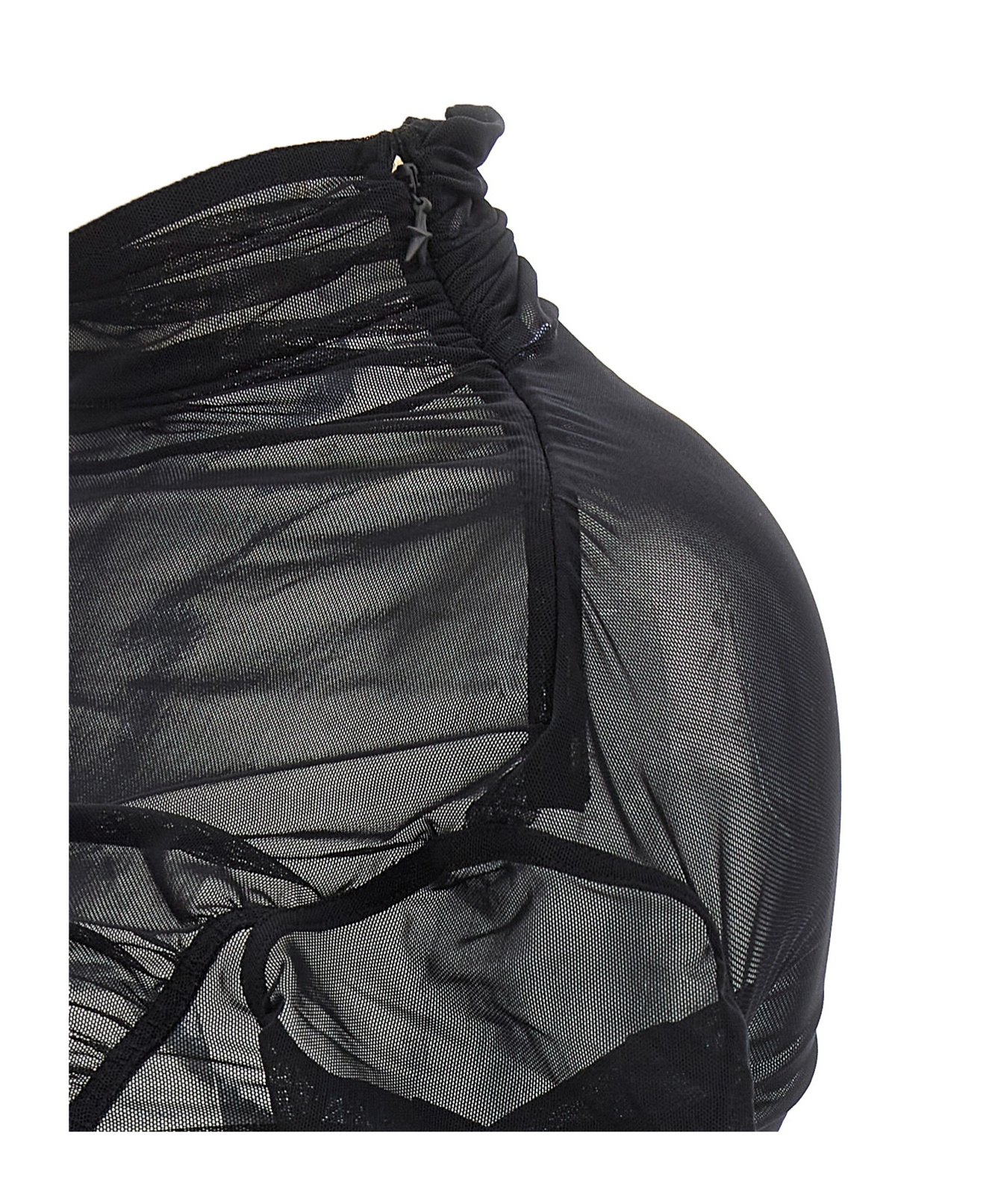 Mugler Draped Mesh Dress In Black