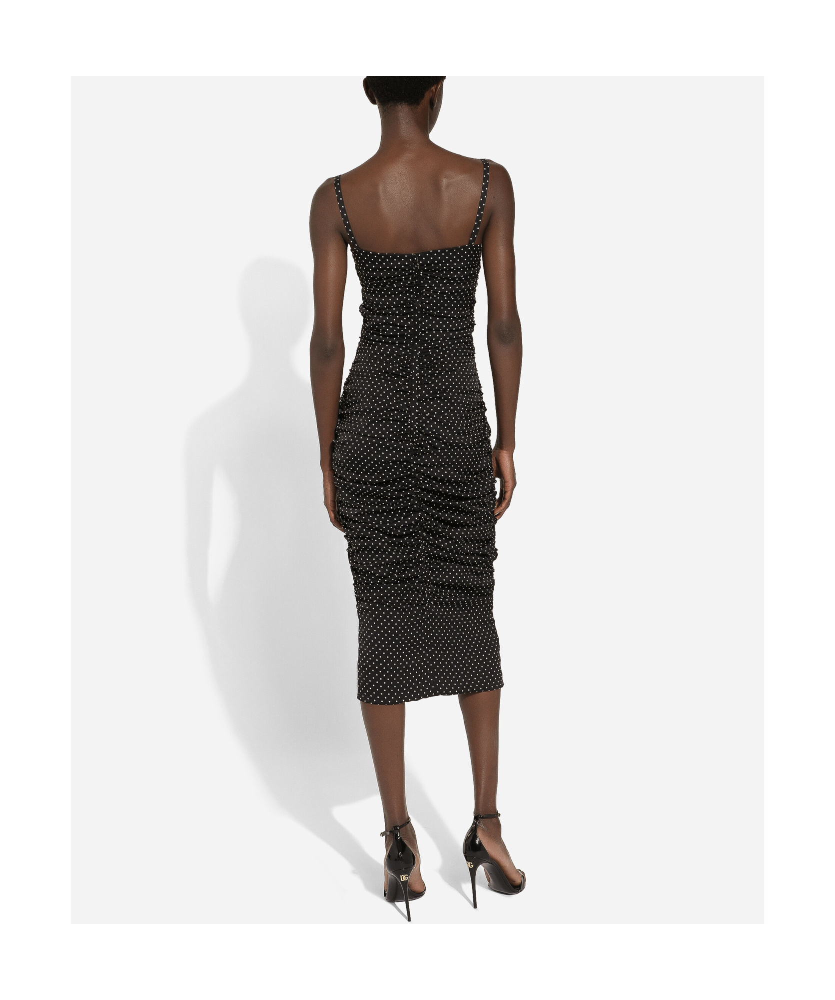 Dolce & Gabbana Polka Dot Midi Dress In Black