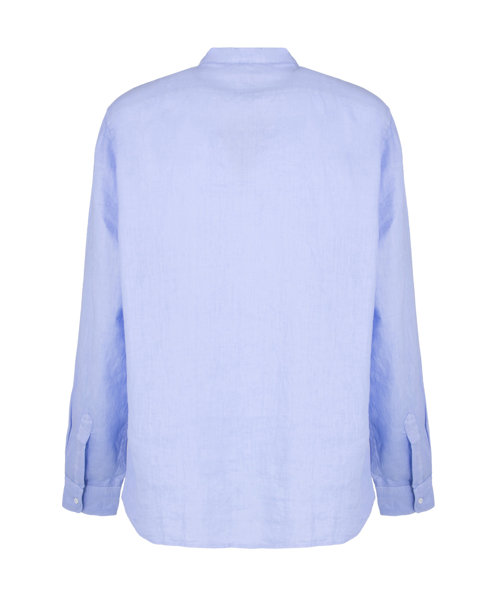 Aspesi Linen Shirt With Long Sleeves And Mandarin Collar In Blue
