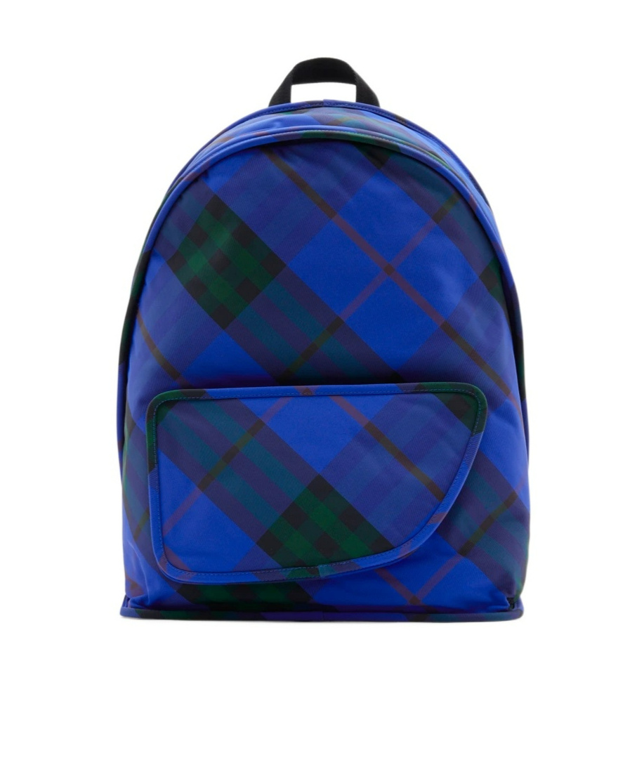 Burberry Straps Adjustables Checkered Pattern Front Pocket Handle In Blue