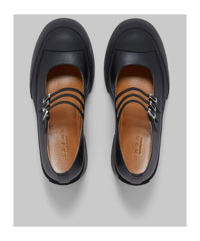 Shop Marni Black Leather Pablo Triple-buckle Mary Jane Shoe