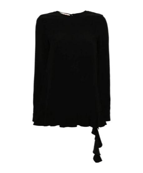 Marni Ruffled Crepe Blouse In Black