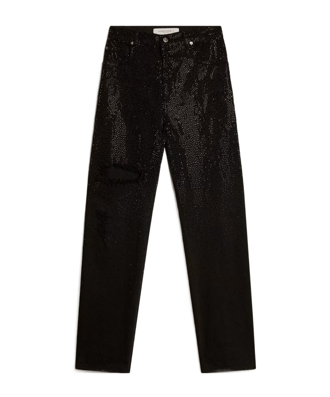 Golden Goose Crystal-embellished Wide-leg Jeans In Black