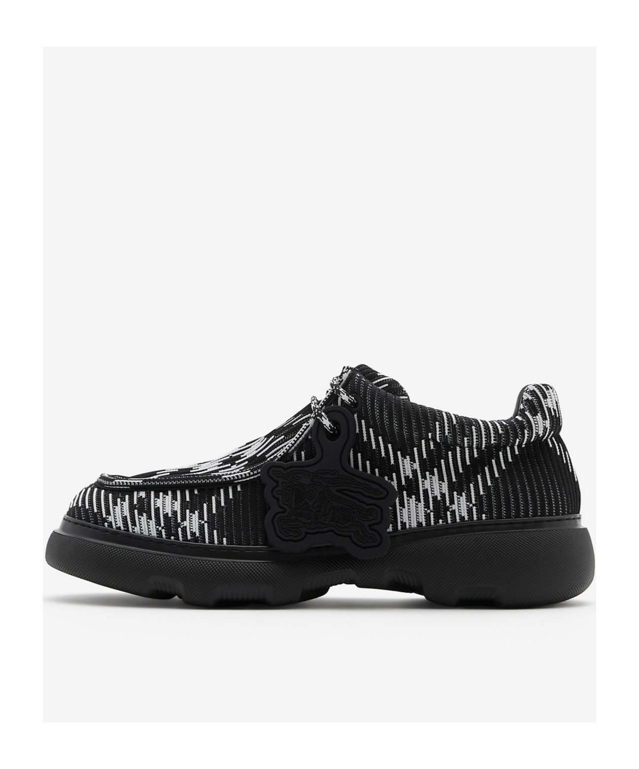 Burberry Men's Check Woven Creeper Shoes In Black
