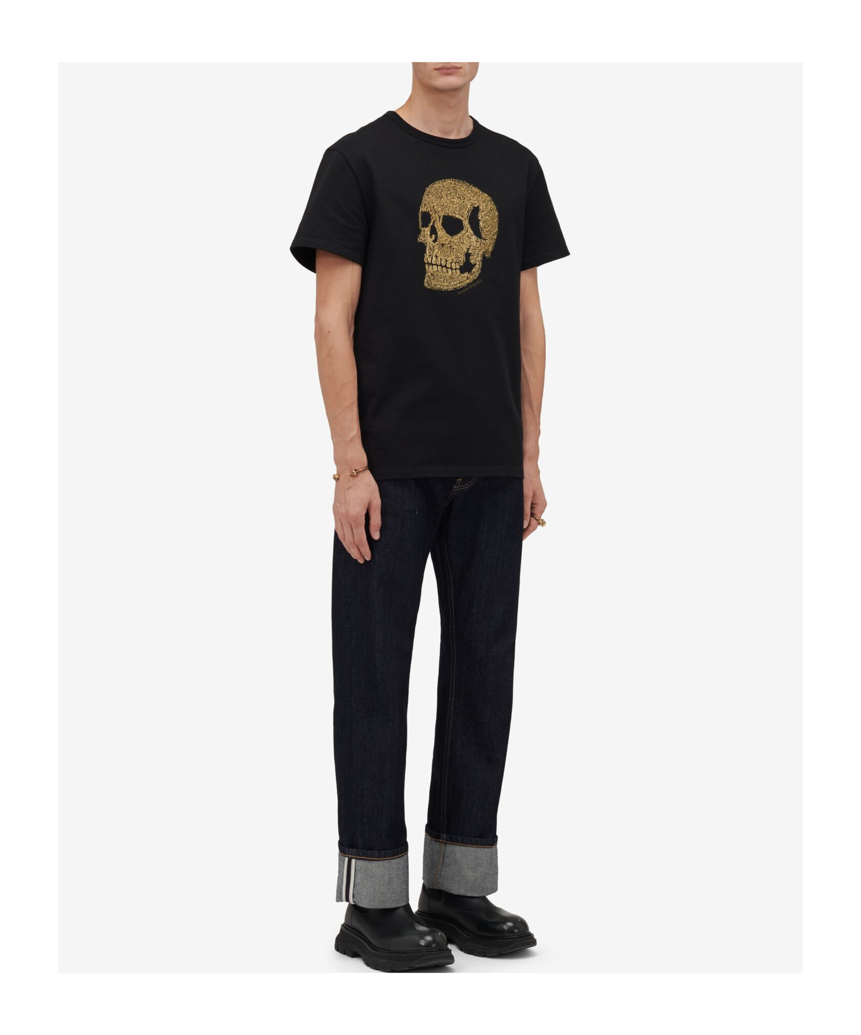 Alexander Mcqueen Skull Embellished Crewneck T-shirt In Black