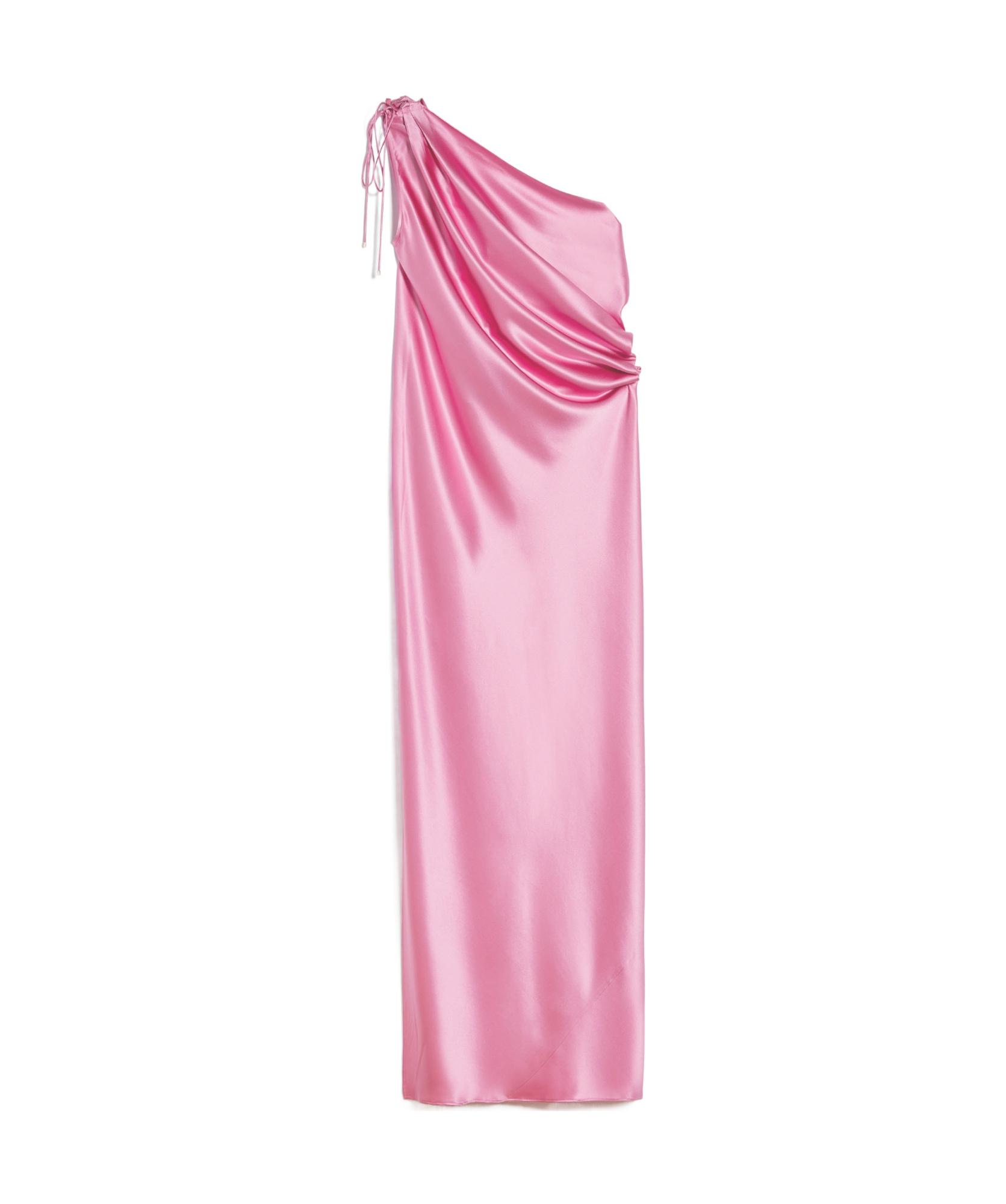 Max Mara One-shoulder Dress In Silk Satin In Pink