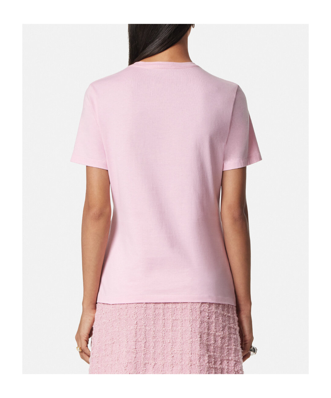 Versace Logo-embroidered Short-sleeved T-shirt In Pink