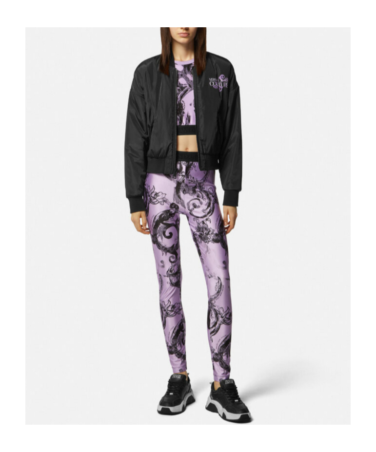 Versace Plain Knitted Leggings In Purple