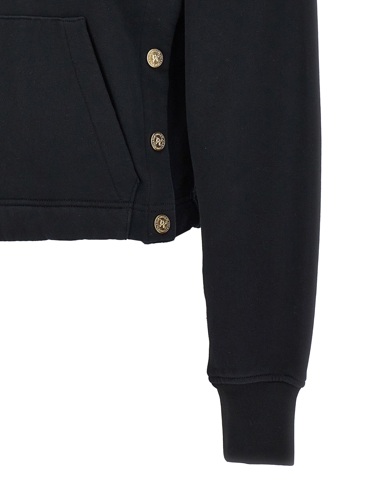 Palm Angels Pa Button Detailed Hoodie In Black