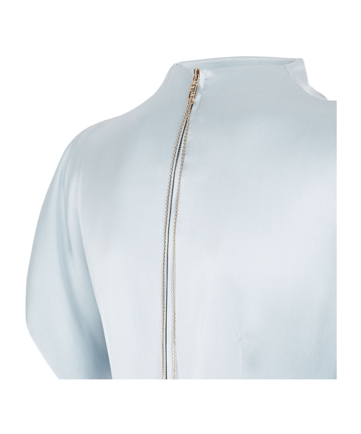 Fendi Light Blue Long Dress With Asymmetric Sleeves In Silk Woman In White
