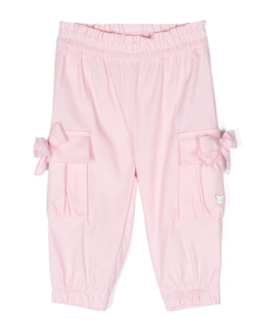 Monnalisa Bow-detail Cargo Trousers In Pink