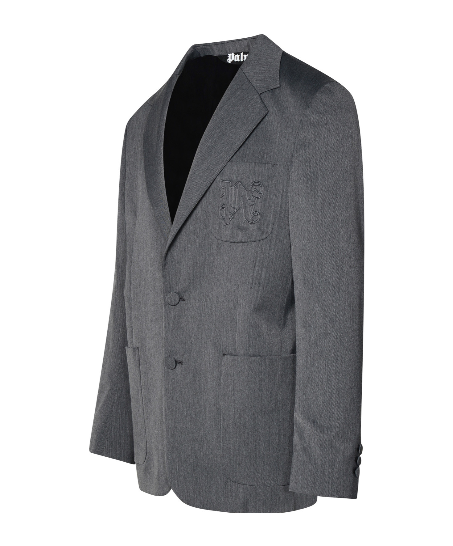Palm Angels Wool Blend Blazer Chest Pocket In Gray