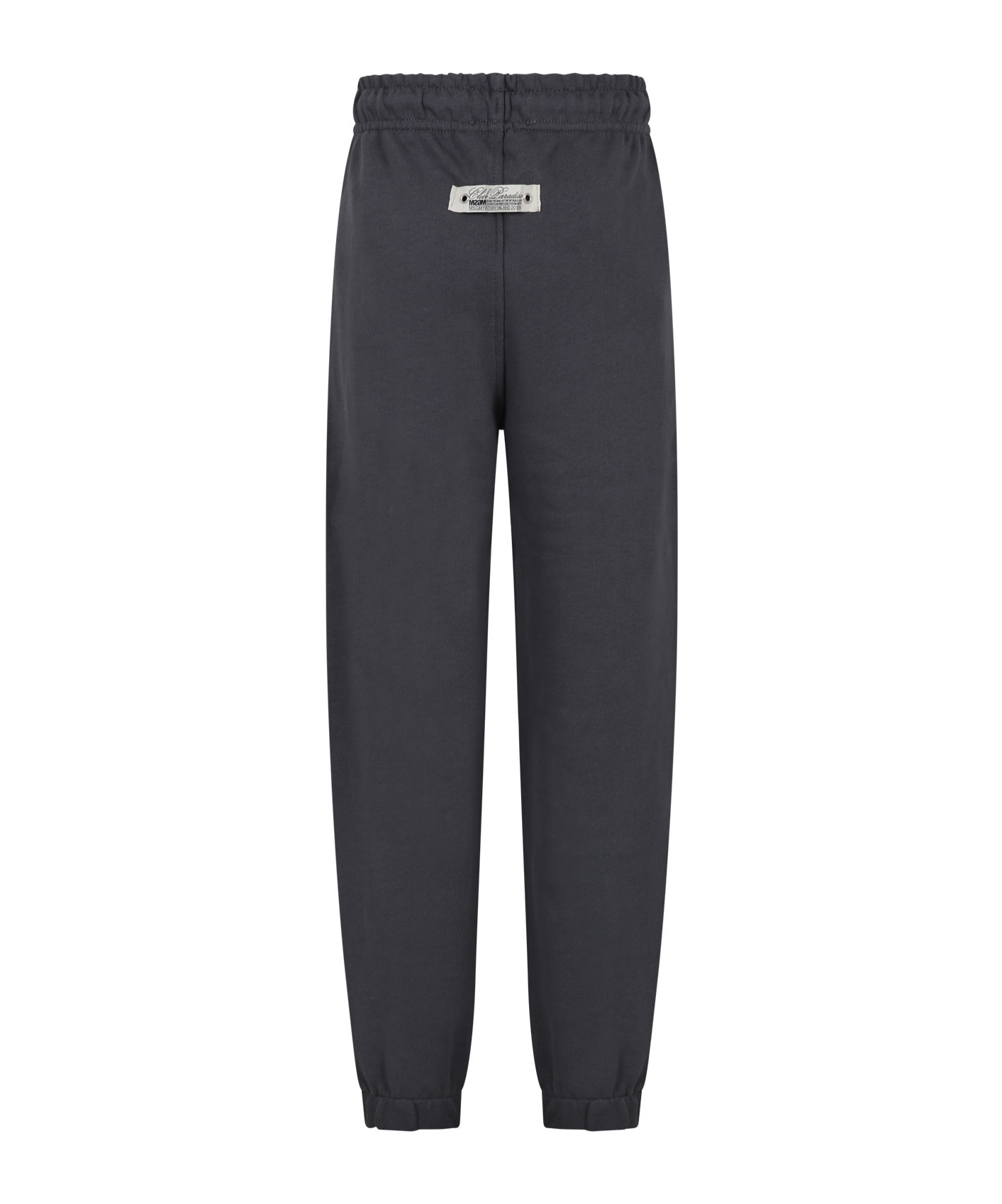 Msgm Rubberised Logo Cotton Trousers In Black