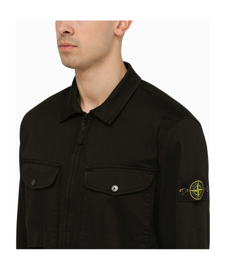 Stone Island Compass-badge Gabardine Jacket In Black