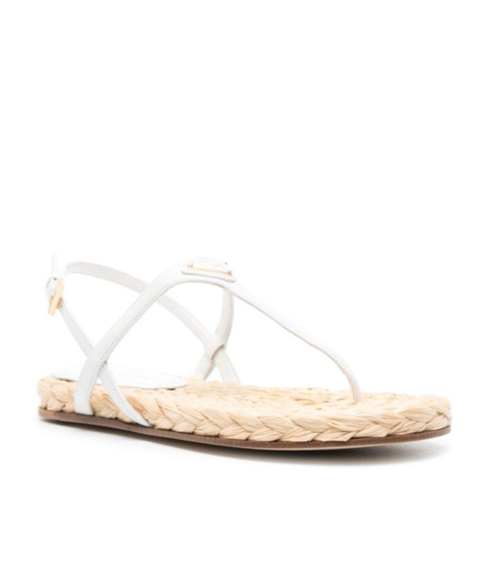 Prada White Leather Sandals In White