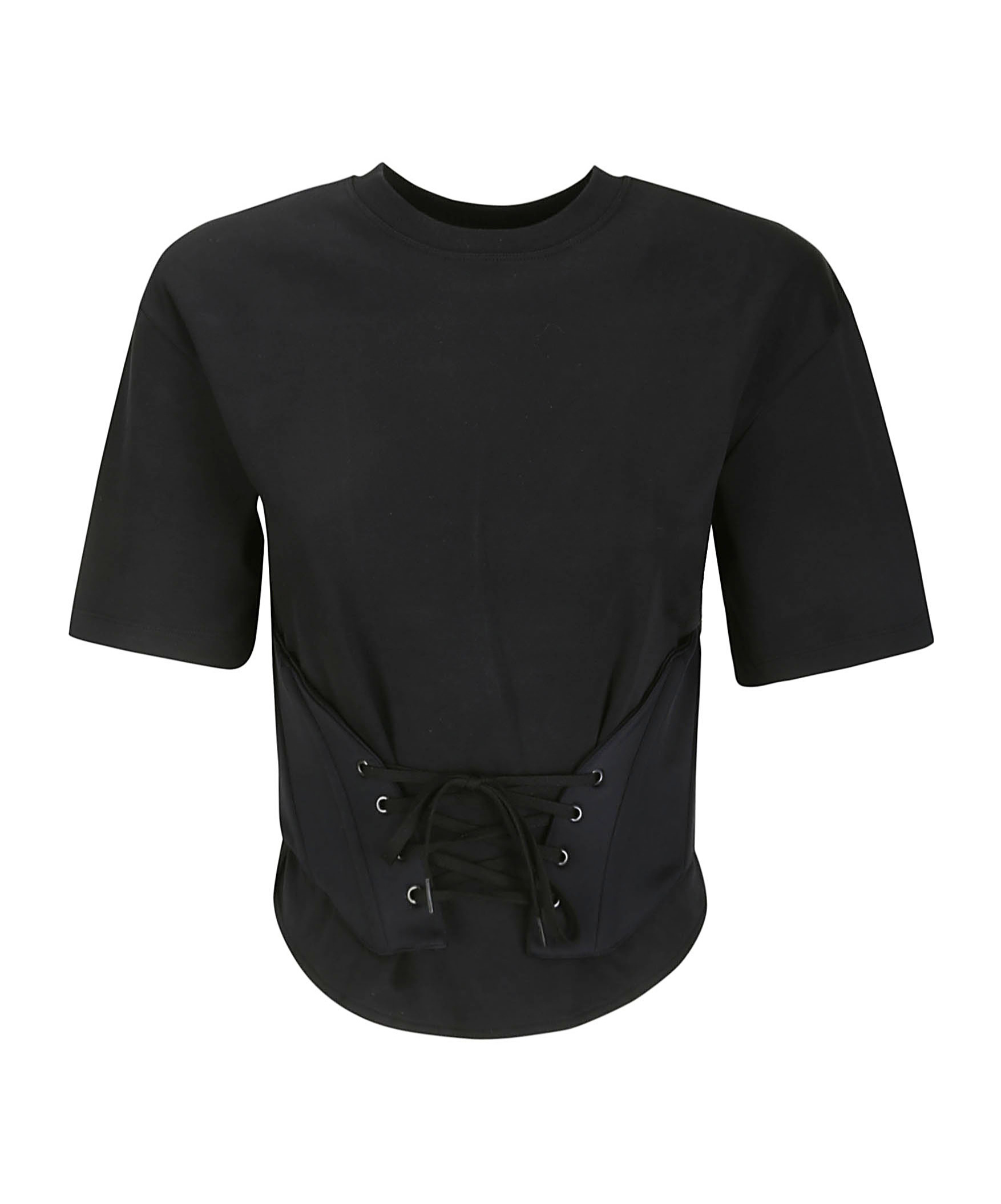 MUGLER MUGLER LACE-UP CORSETED T-SHIRT