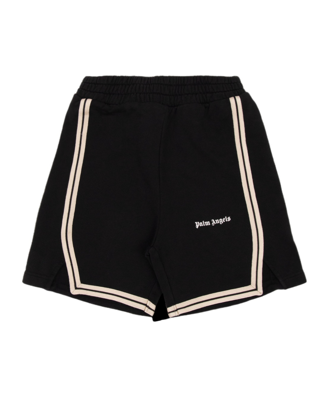 Palm Angels Kids Logo Printed Stripe Detailed Shorts In Black