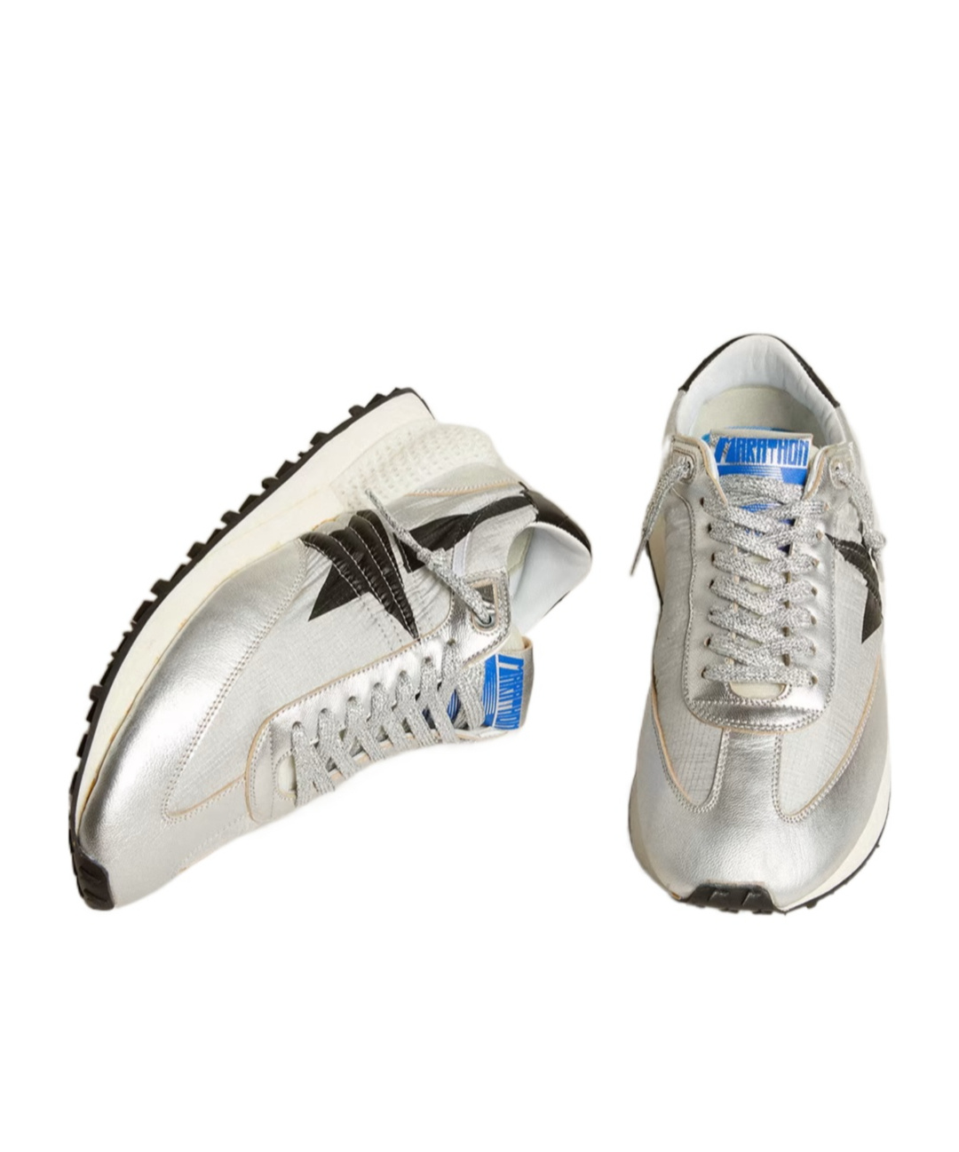 Golden Goose Marathon Running Sneakers In Laminated Leather In White