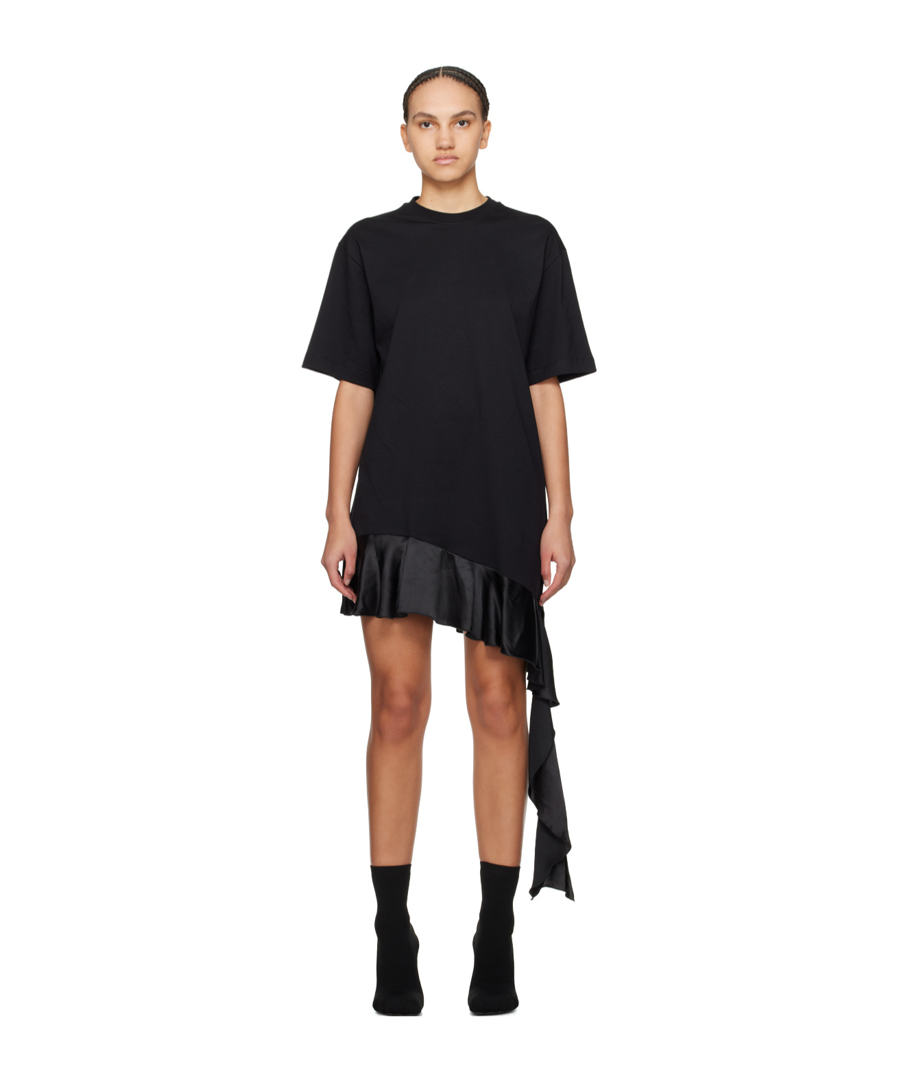 Msgm Short-sleeve Cotton T-shirt Dress In Black