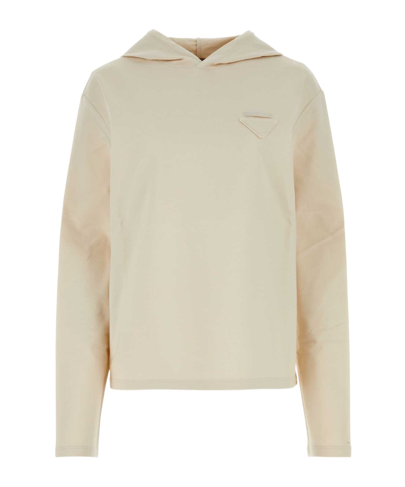 Prada Women's Sand Stretch Cotton Oversize Sweatshirt In Nude