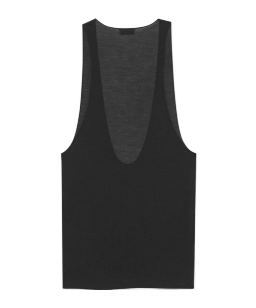 Saint Laurent Cassandre Tank Top In Silk Jersey In Black