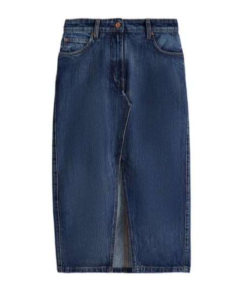 Shop Aspesi Appliqué-logo Denim Skirt In Blue