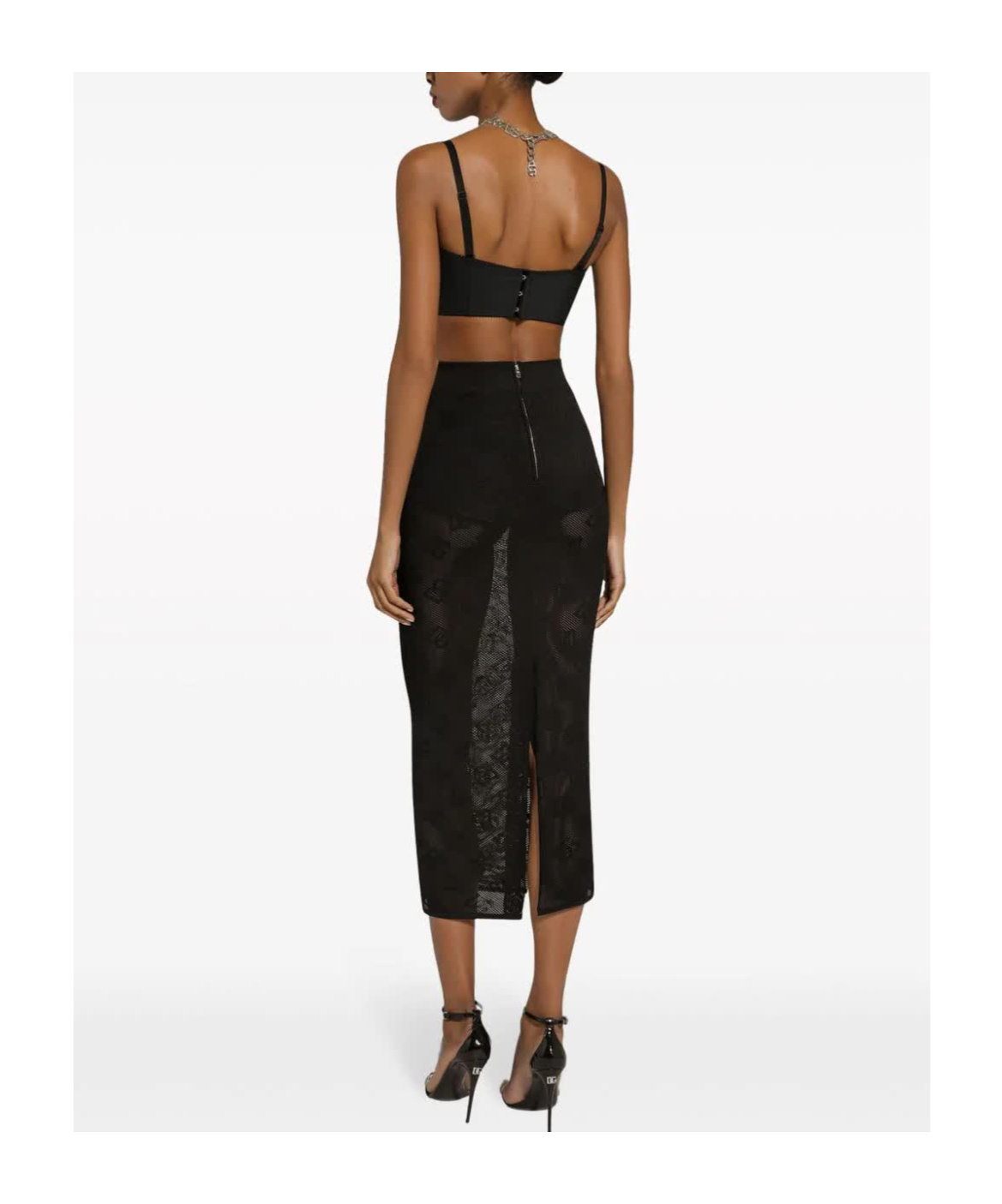 Dolce & Gabbana Dg-jacquard Midi Skirt In Black