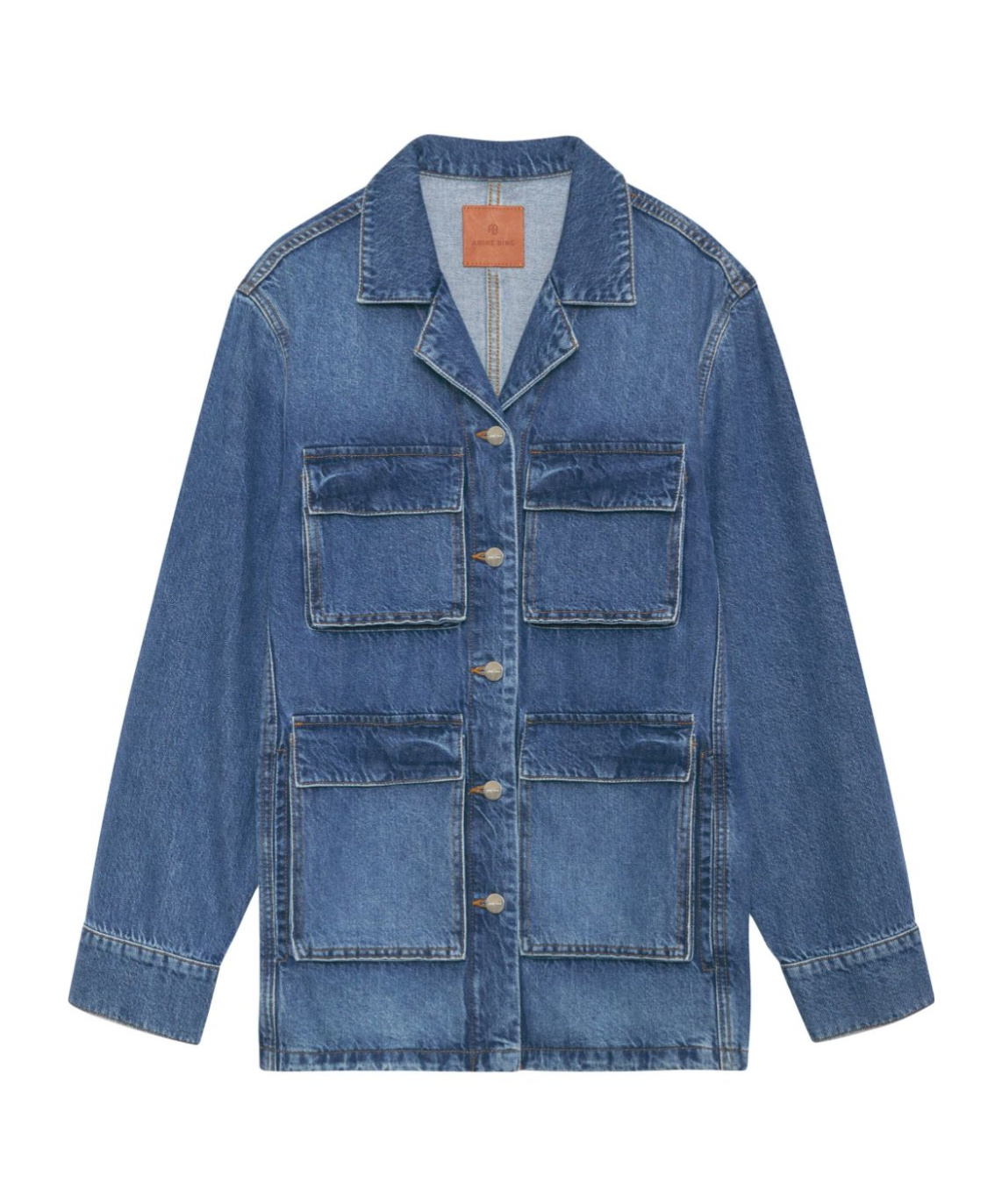 Shop Anine Bing Alden Denim Jacket In Blue