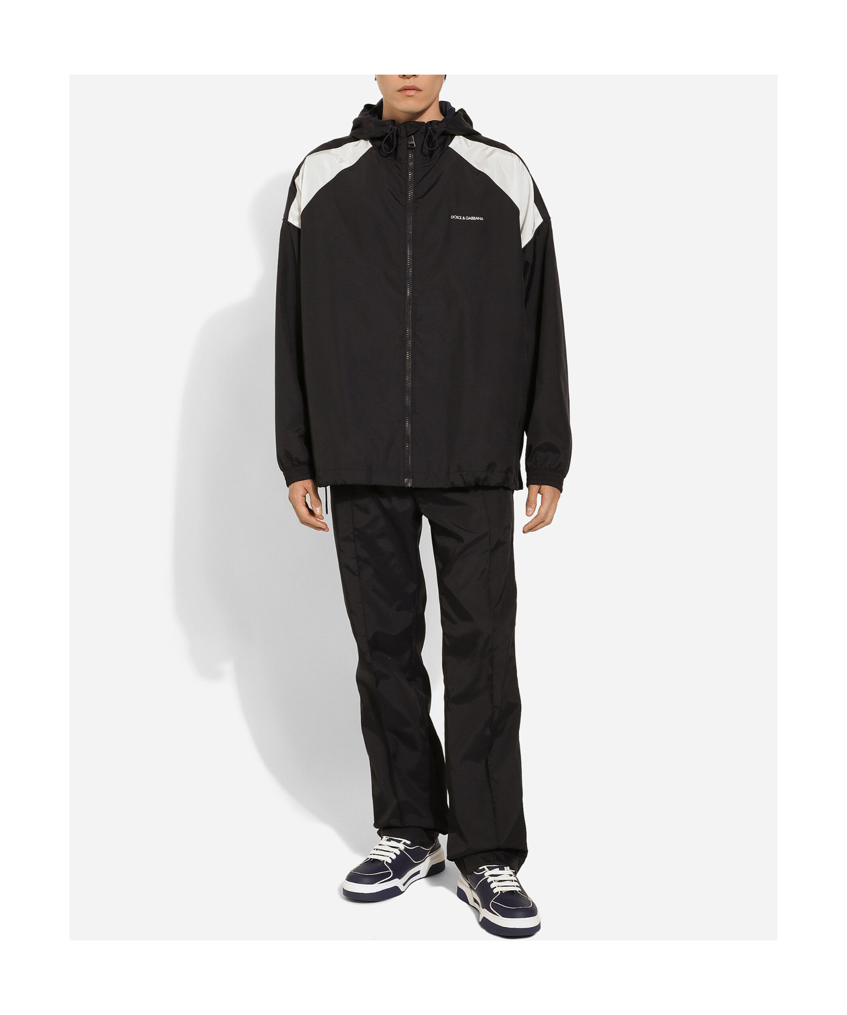 Dolce & Gabbana Technical Fabric Jacket With Logo Print In Black