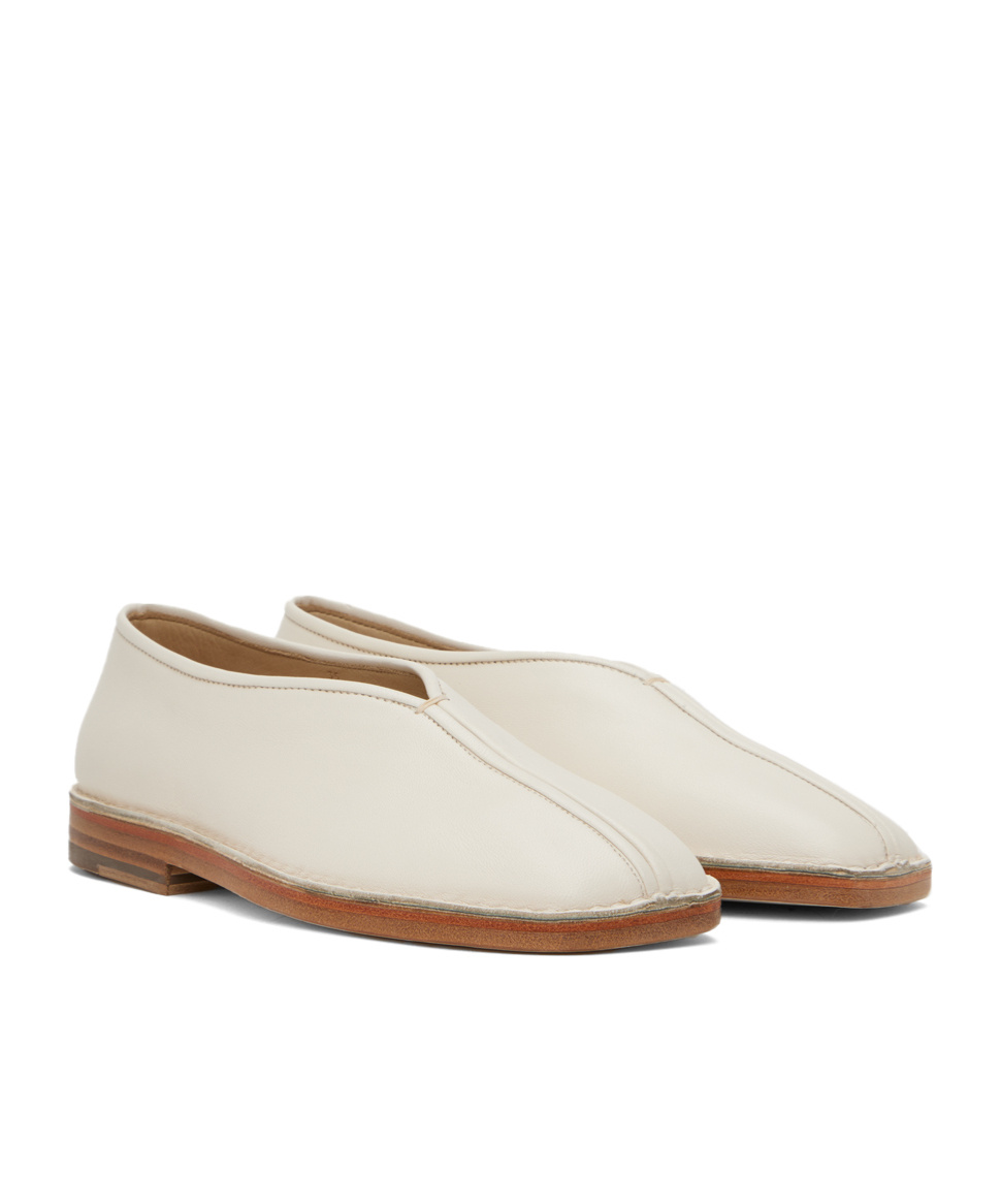 Lemaire Off-white Flat Piped Slippers In White