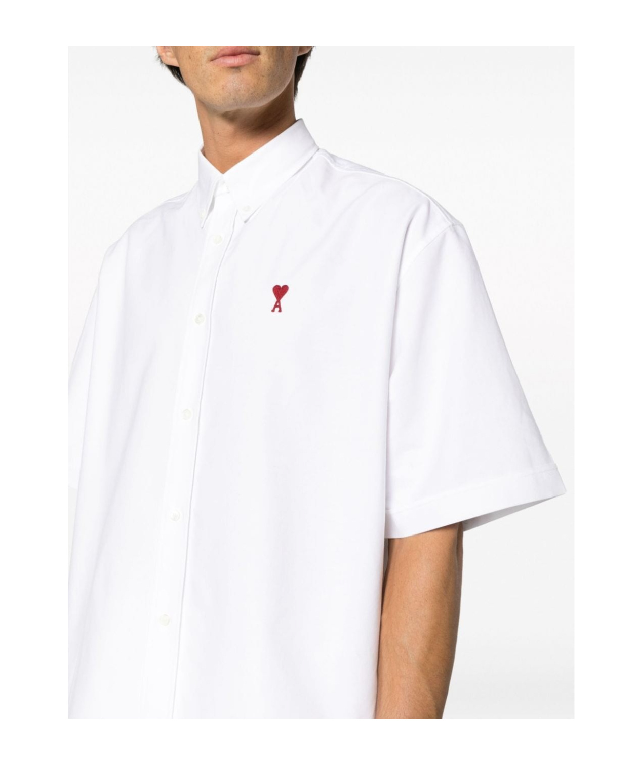 Ami Alexandre Mattiussi Ami Paris Chalk White Cotton Button Down Shirt In White