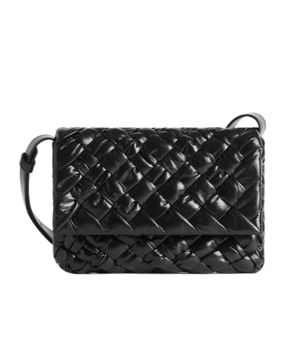 Bottega Veneta Trumpet Woven Satchel In Black