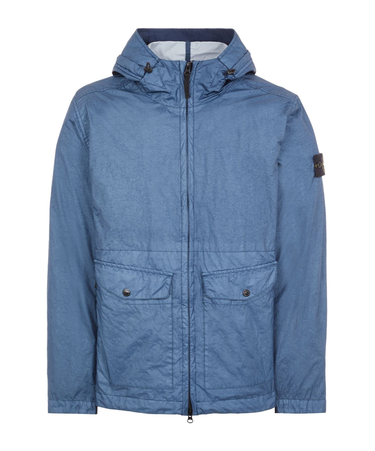 Stone Island Quilted Hooded Jacket With Two Front Pockets In Blue