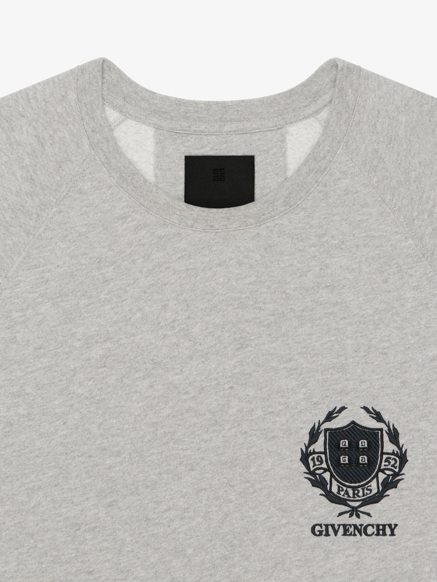 Givenchy Crest Slim Fit Sweatshirt In Fleece In Gray