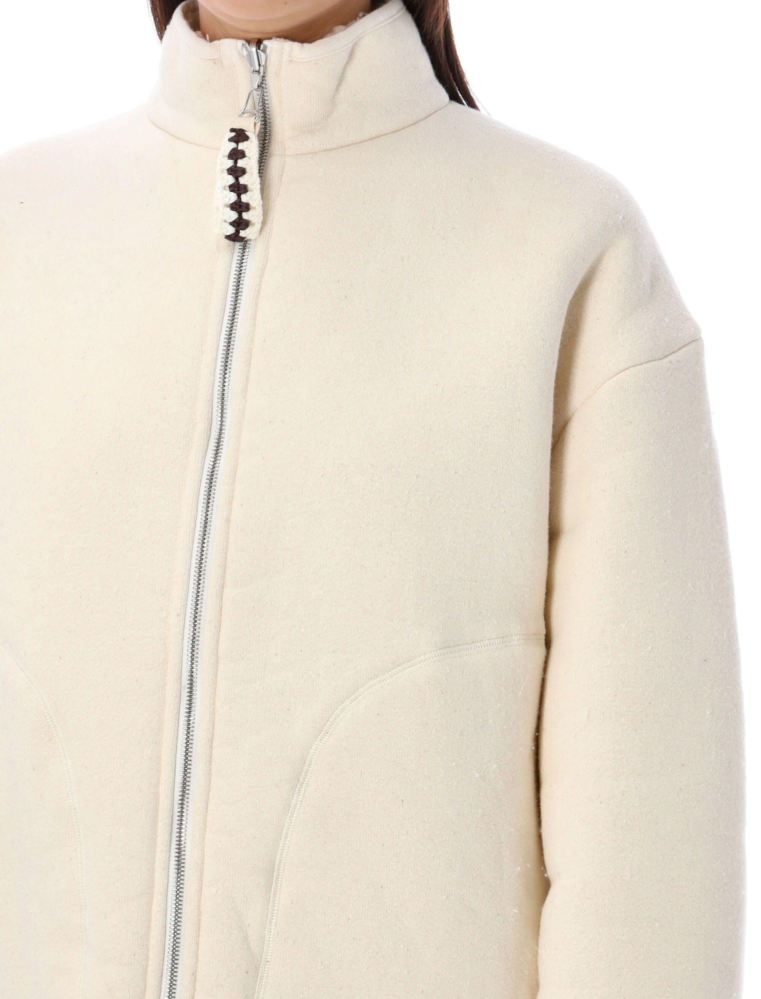 Jil Sander Zip-up Teddy Jacket In White