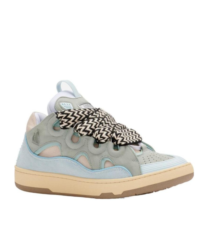 Shop Lanvin Curb Lace-up Chunky Sneakers In Gray
