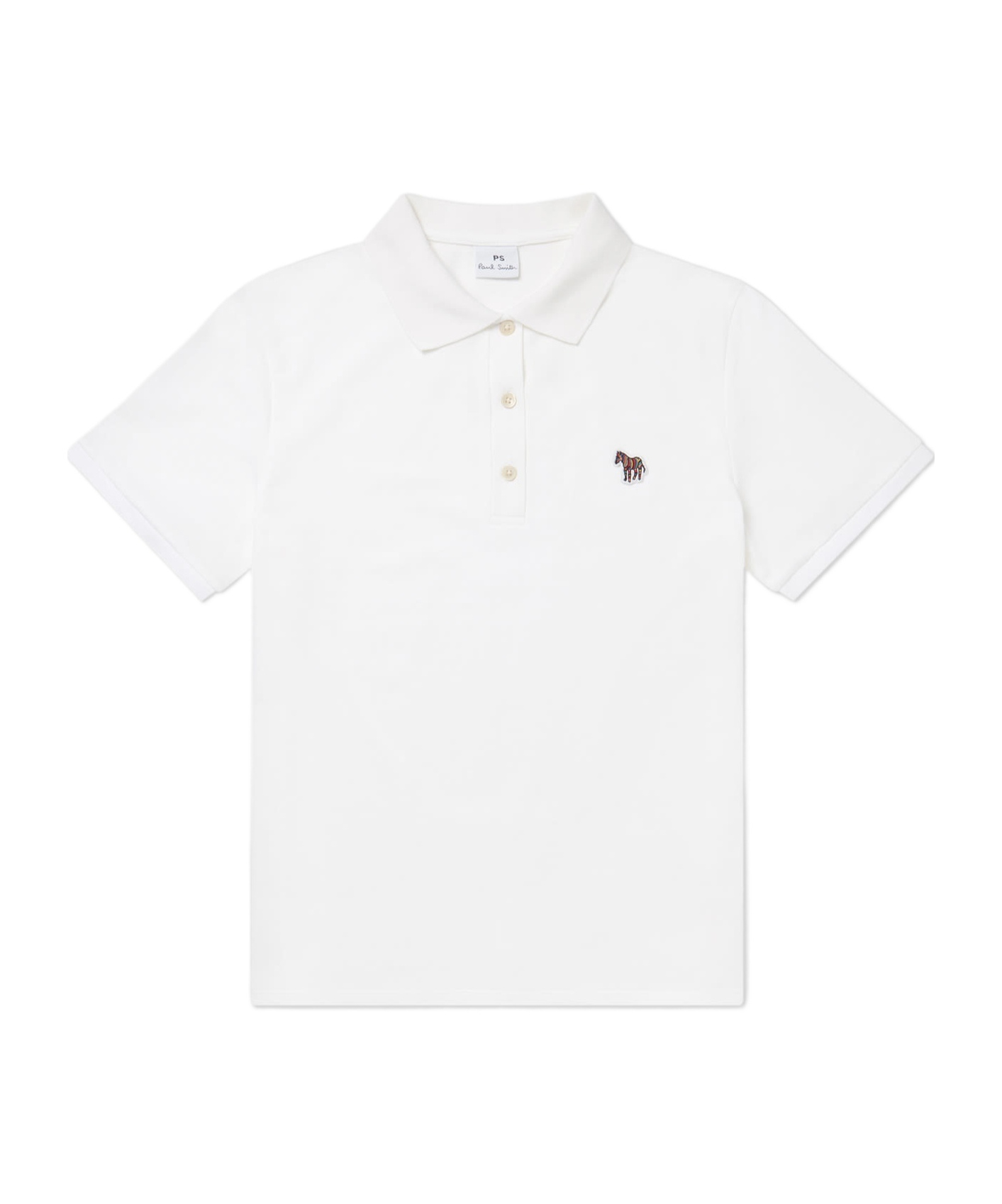 Paul Smith Zebra-patch Cotton Polo Shirt In White