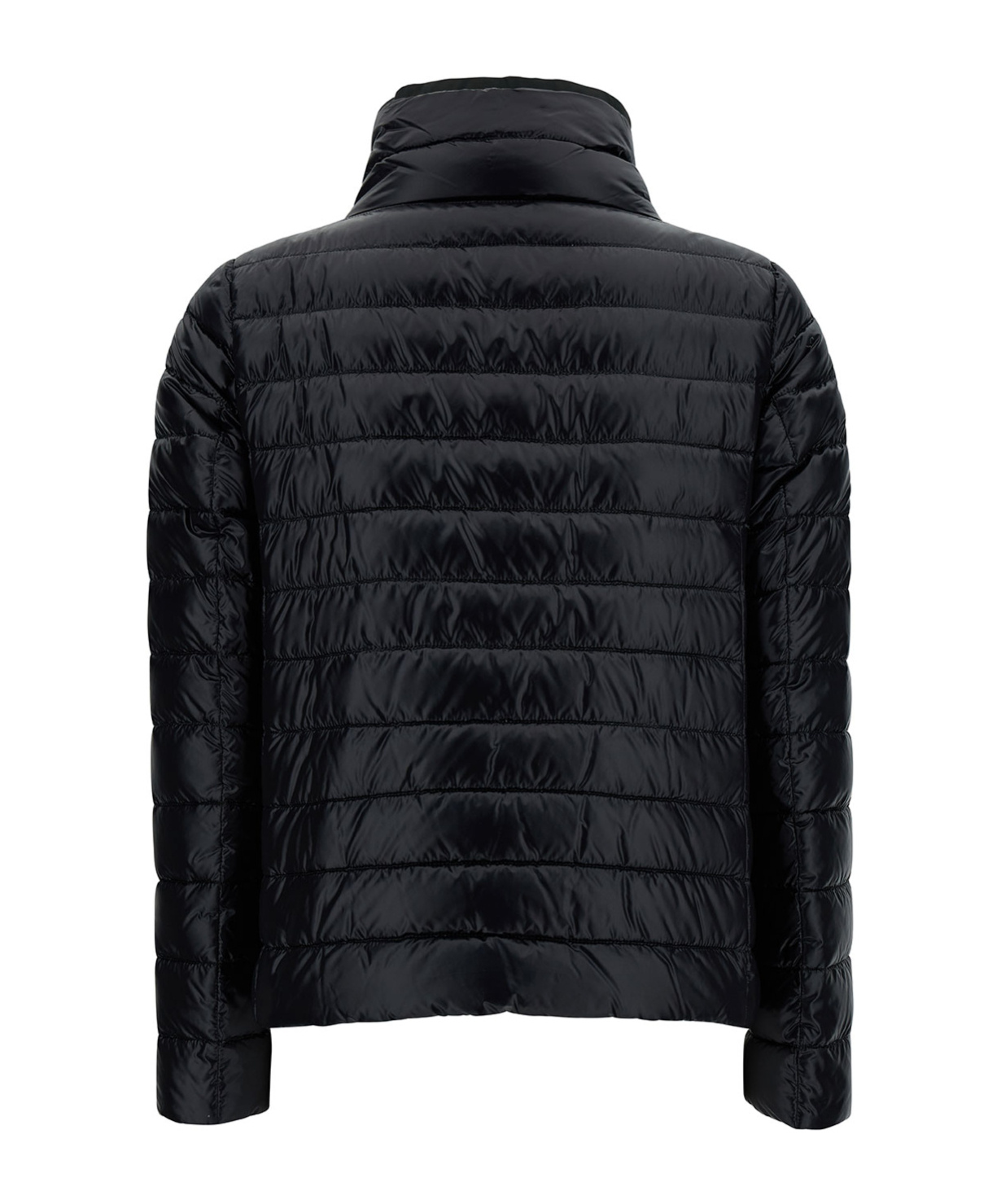 Herno Black And White Reversible Down Jacket With Funnel Neck In Polyamide Woman In Black