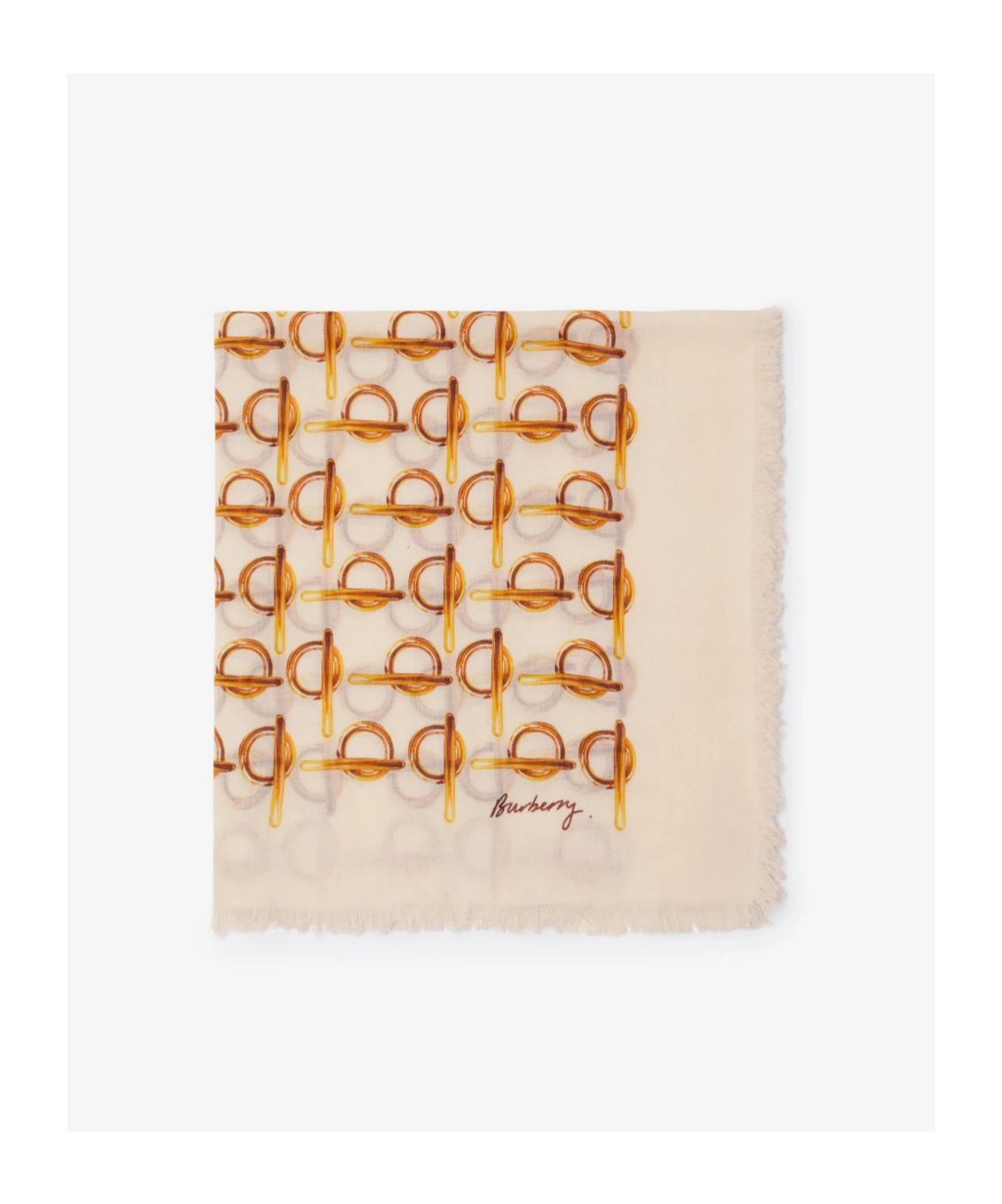 Burberry B-print Wool Scarf In Nude