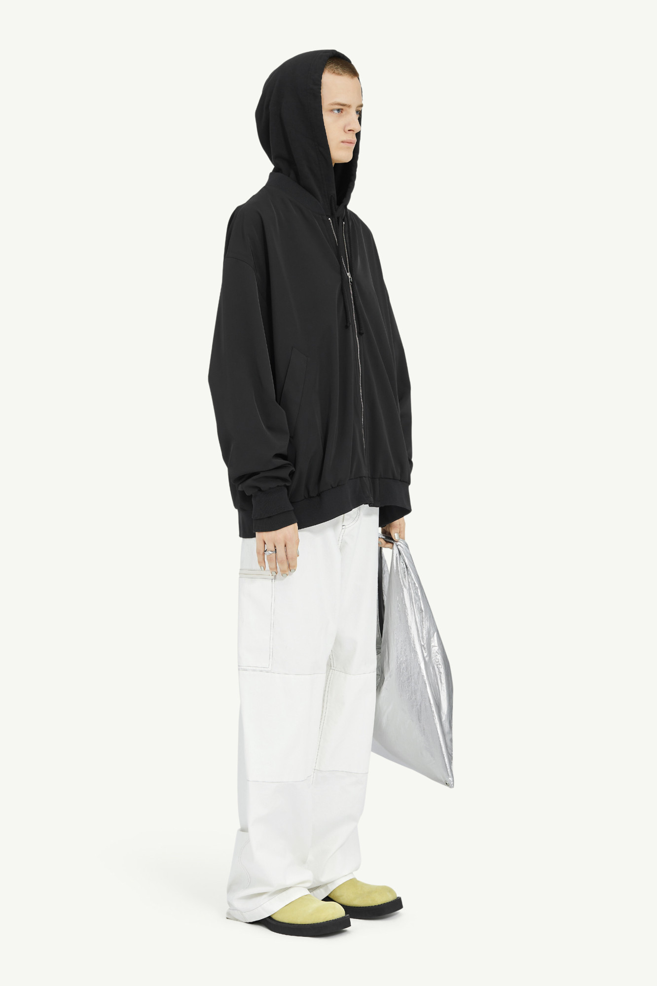 Mm6 Maison Margiela Twill Bomber Jacket In Black