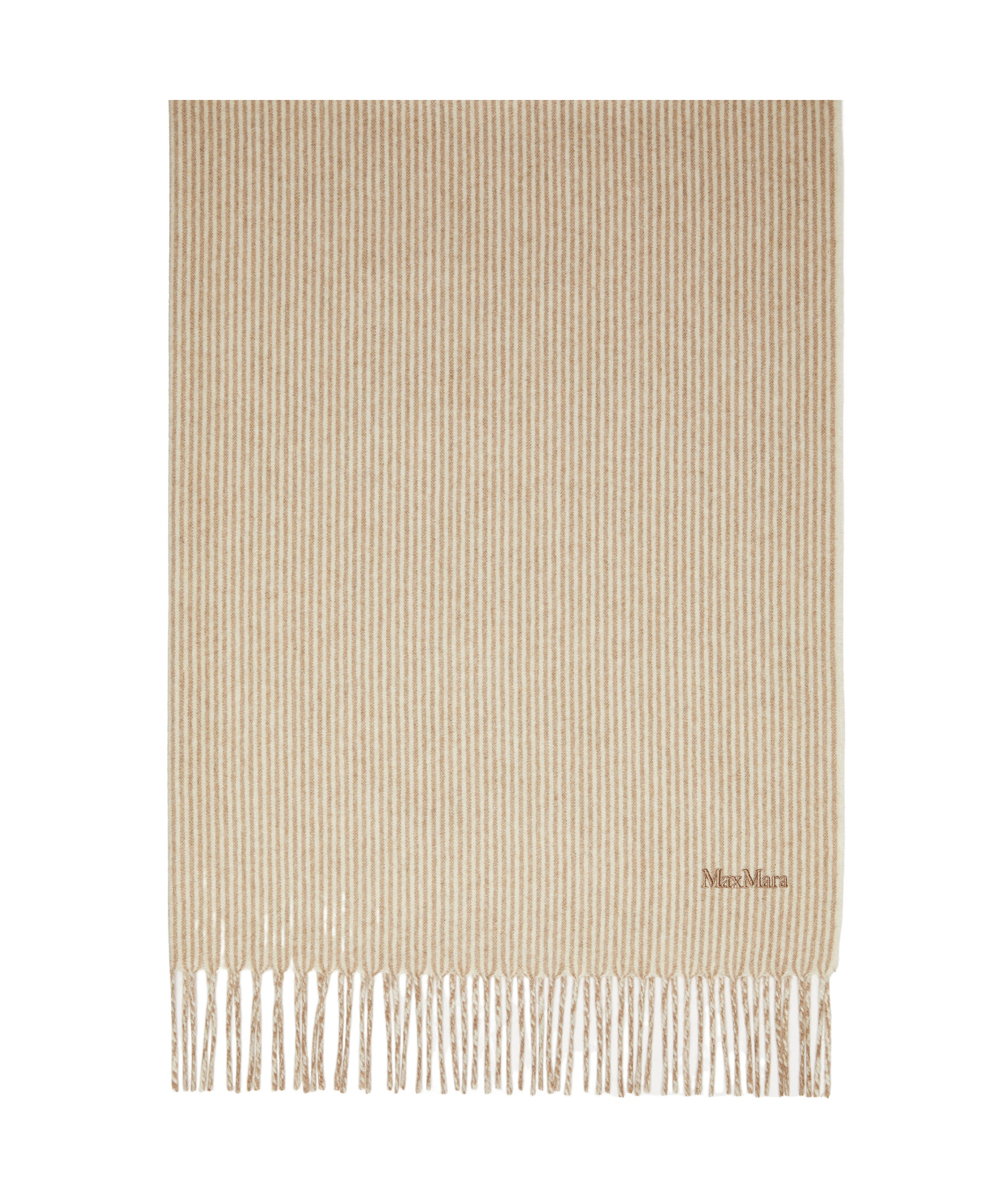 Max Mara Striped Cashmere Shawl In Nude