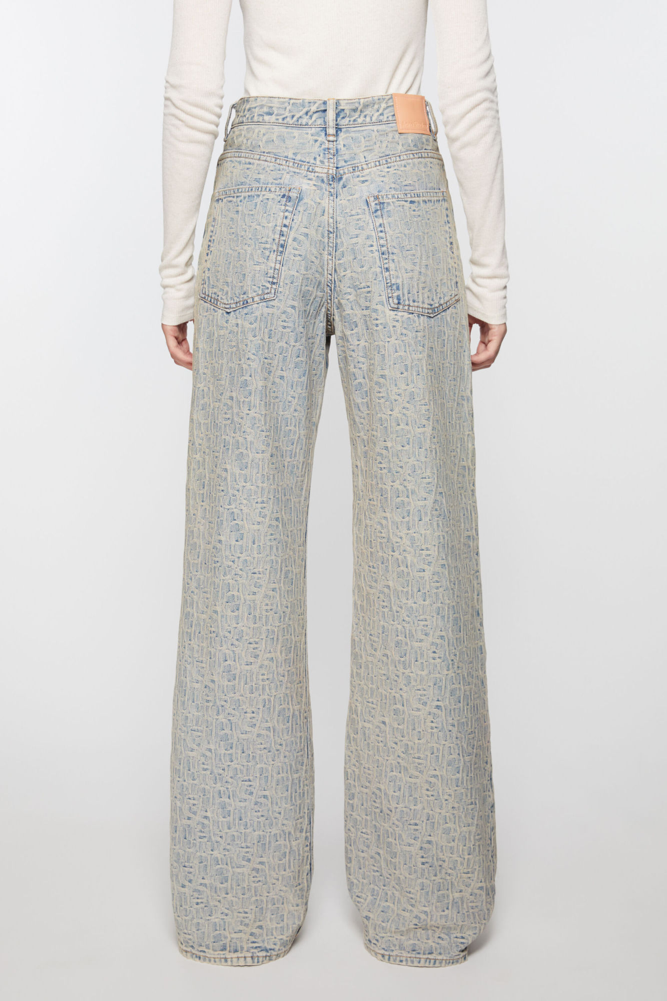 Acne Studios Monogram Jacquard High-rise Wide-leg Jeans In Gray