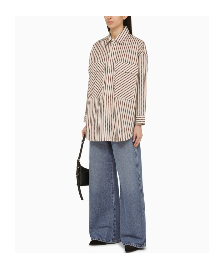 Amiri Logo Striped Double-pocket Workwear Shirt In White