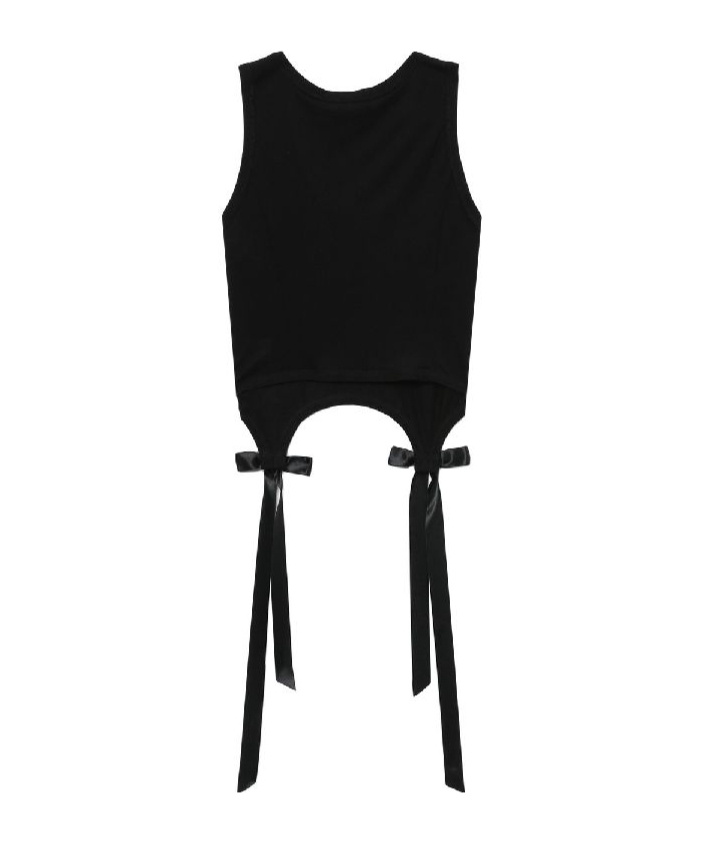 Simone Rocha Tank Top With Bow Tails And Asymmetric Hem In Black