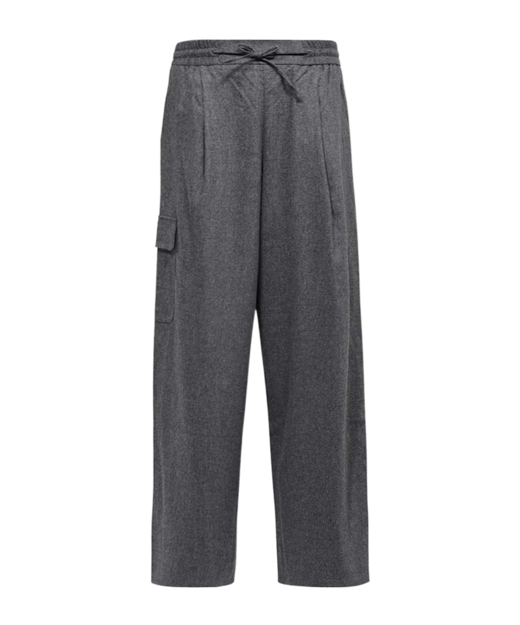 Yves Salomon Loose Casual Trousers With Drawstring In Gray