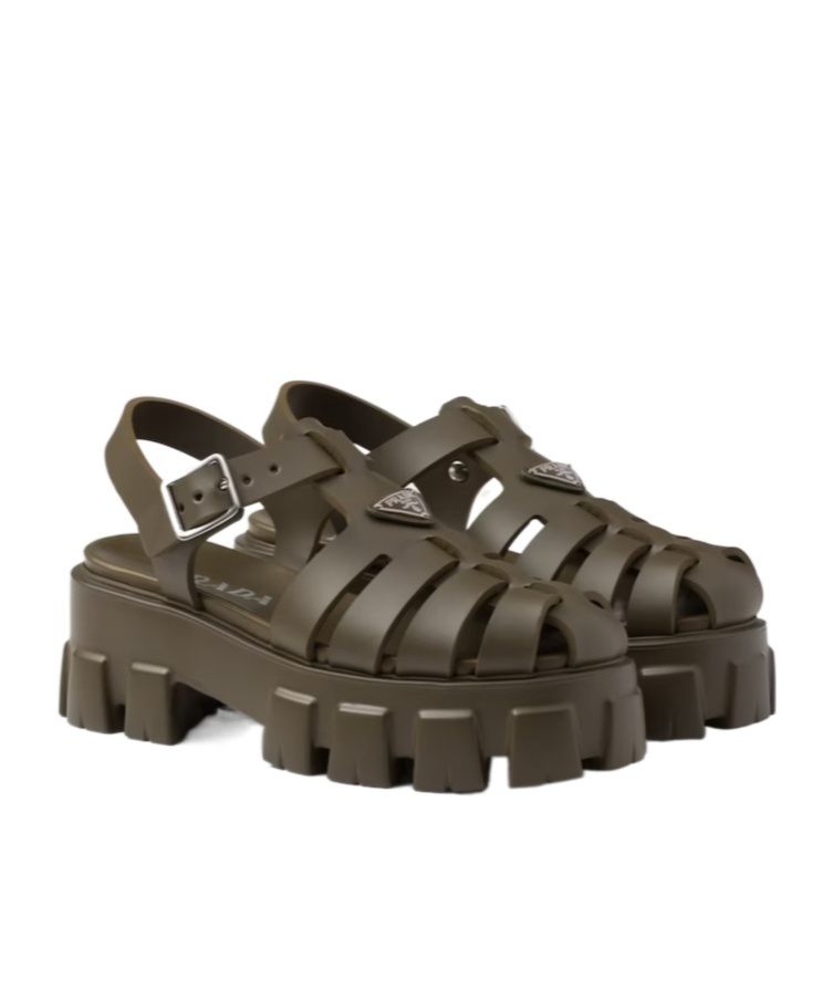 Shop Prada Foam Rubber Sandals In Green