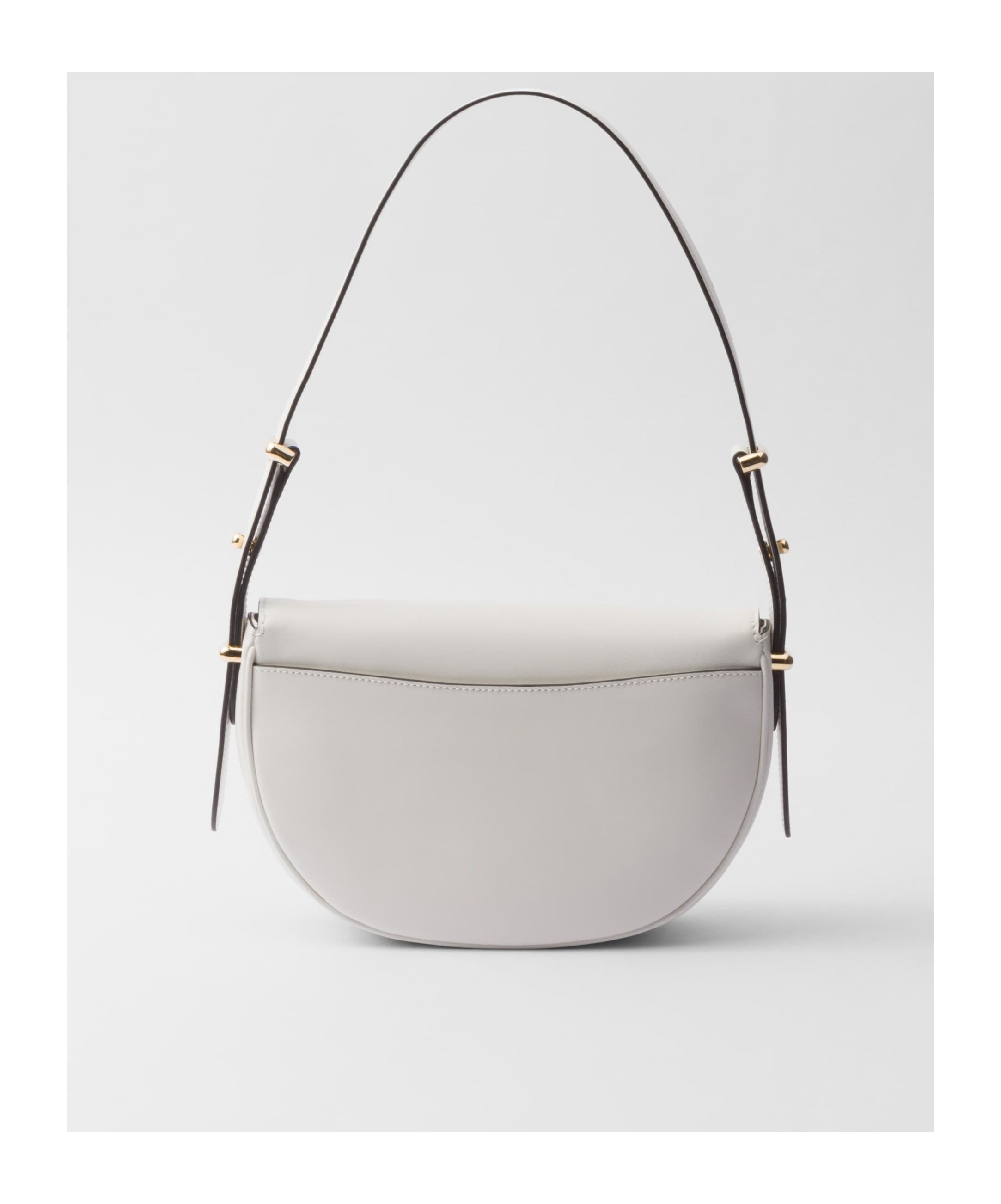 Prada Arqué Leather Shoulder Bag With Flap In White