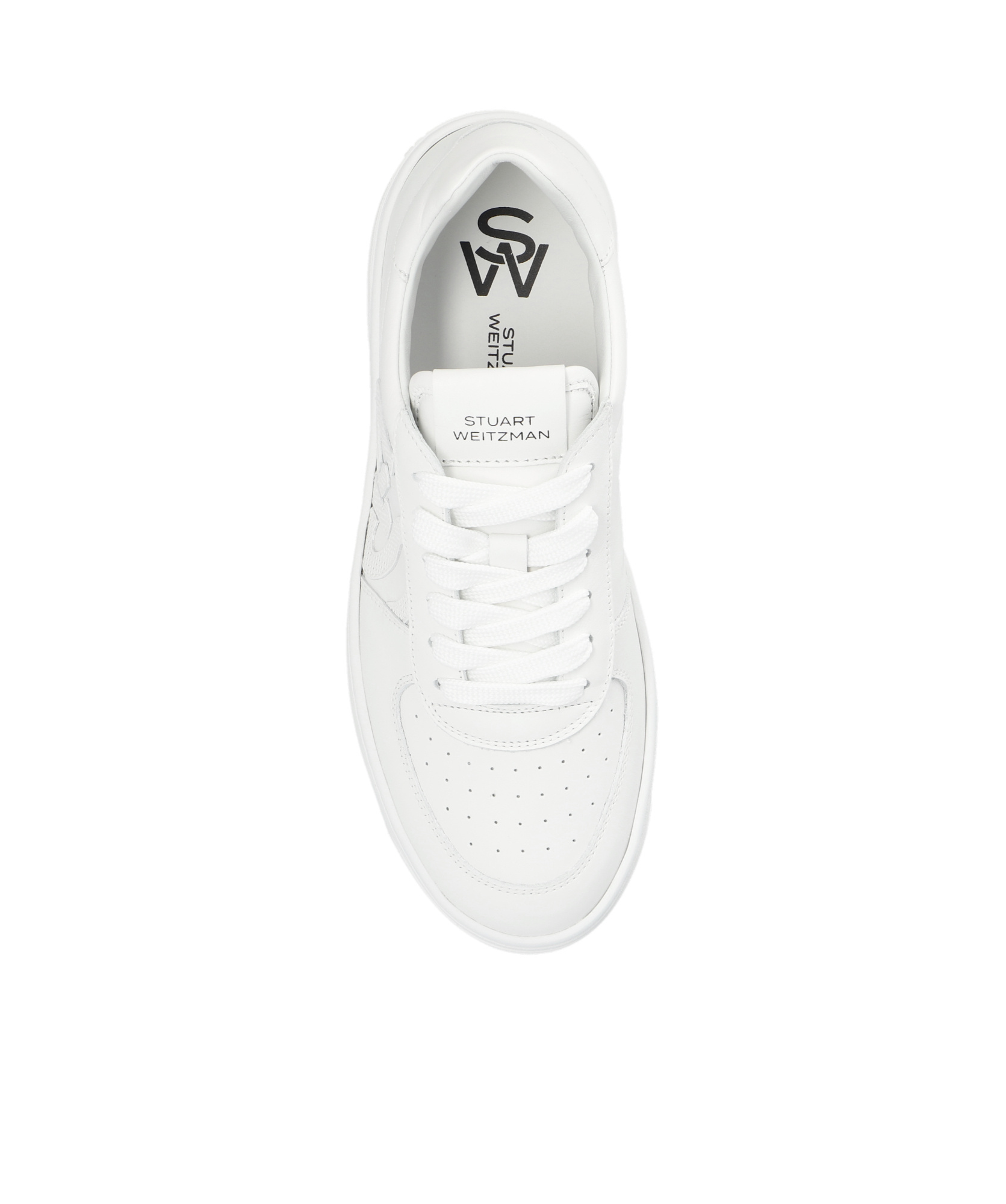 Stuart Weitzman Courtside Monogram Low-top Sneakers In White