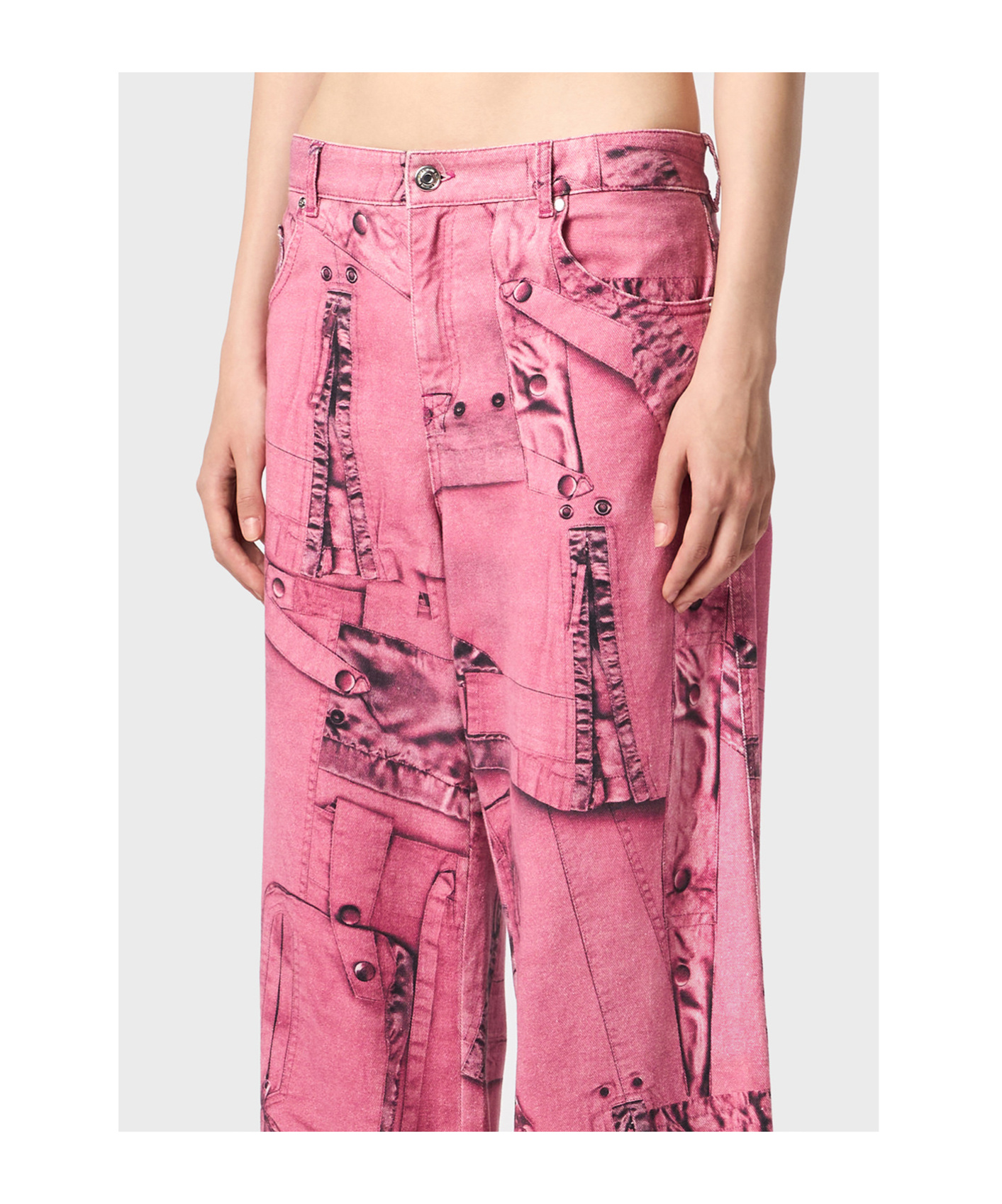 Blumarine Cargo-patch Print Puddle Trousers In Pink