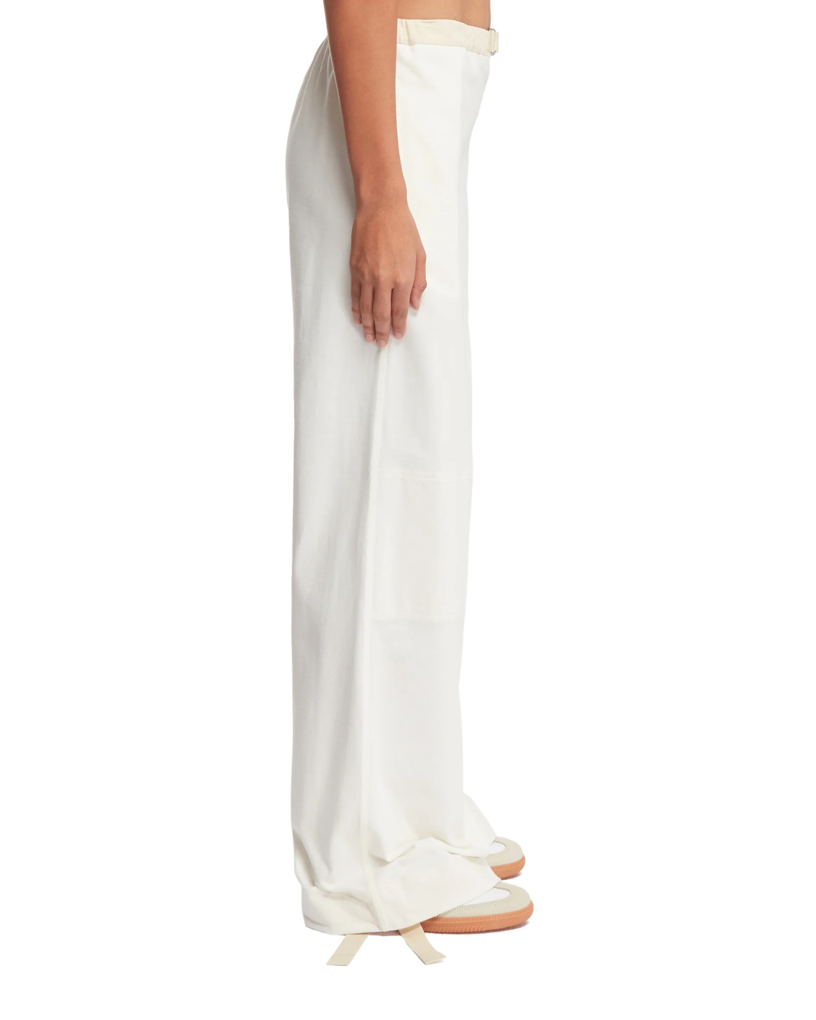 Jil Sander Belted Cotton Trousers In White